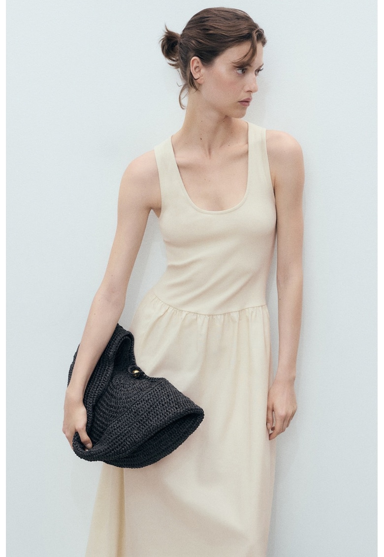 Rochie maxi evazata - Bej deschis