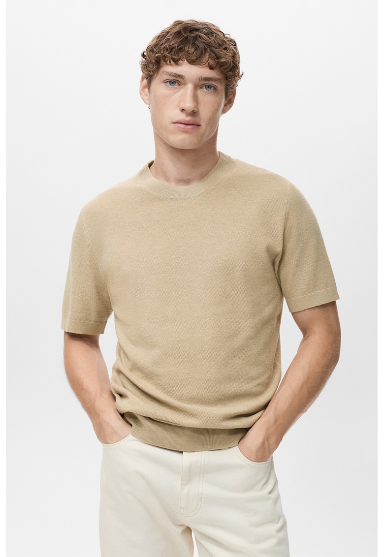 Tricou din tricot fin cu model uni