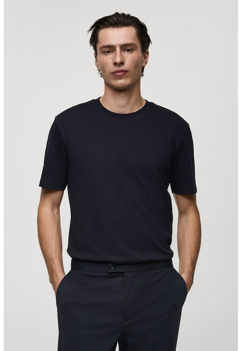 Tricou din bumbac cu model uni - Albastru ultramarin