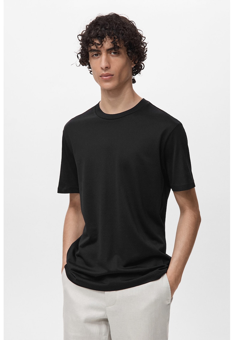 Tricou slim fit din bumbac - Negru