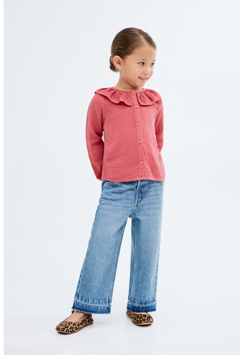 Blugi cu croiala ampla si talie inalta - Albastru melange