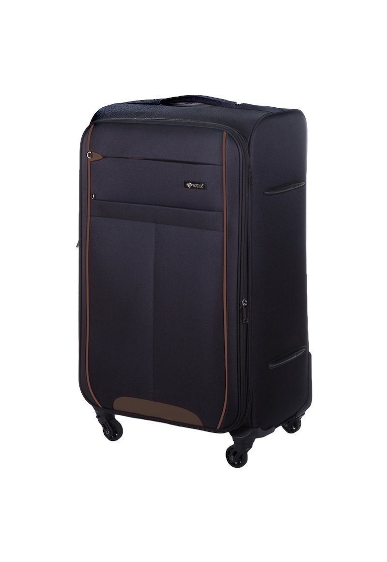 Troler mediu textil  STL1311 M negru-maro - valiza de calatorie moale