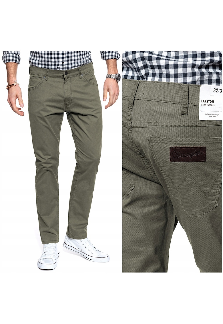 Pantaloni Din Material -  Larston - Croi: Slim Fit - Stil: Conici - Tip De Pantaloni: Skinny - Compozitie Material: 98% Bumbac - 2% Elastan - 32 EU - 32/32 - Verde