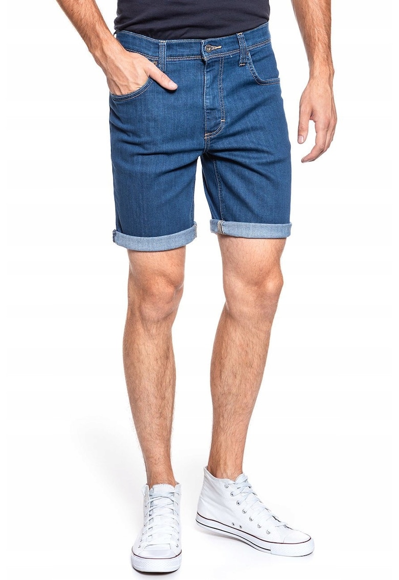 Pantaloni Scurti Din Denim Pentru Barbati - Washington Shorts - Croi: Slim Fit - Stil: Conic / Ajustat - Inaltimea Taliei: Medie / Regulata - Inchidere: Fermoar - 32 EU - Albastru