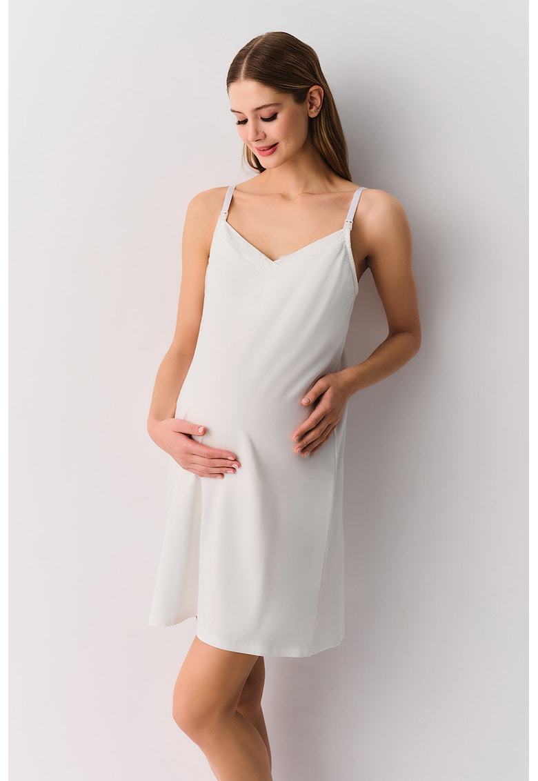 Camasa de noapte cu model uni - Alb
