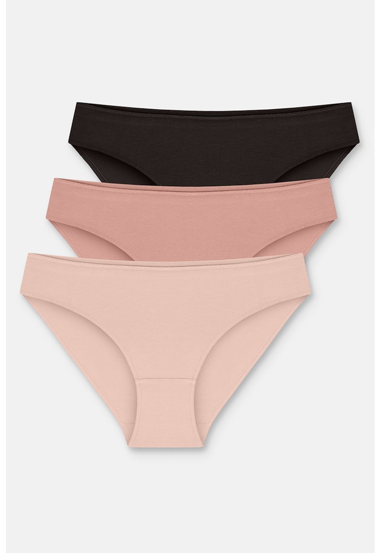 Set de chiloti hipster - 3 perechi - Negru/Roz prafuit