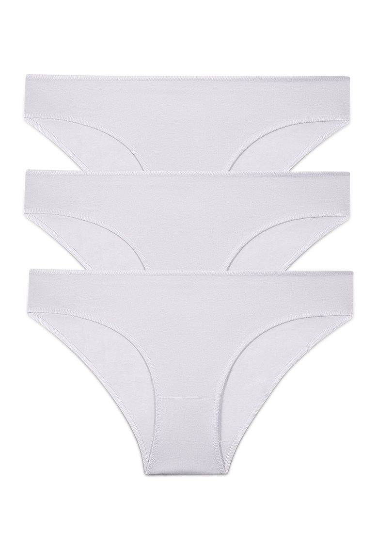 Set de chiloti hipster - 3 perechi - Alb optic