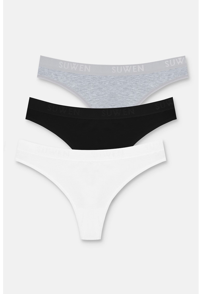 Set de chiloti tanga de bumbac - 3 perechi