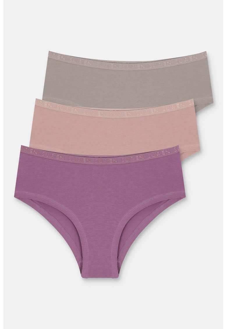 Set de chiloti hipster - 3 perechi - Violet/Kaki/Roz prafuit