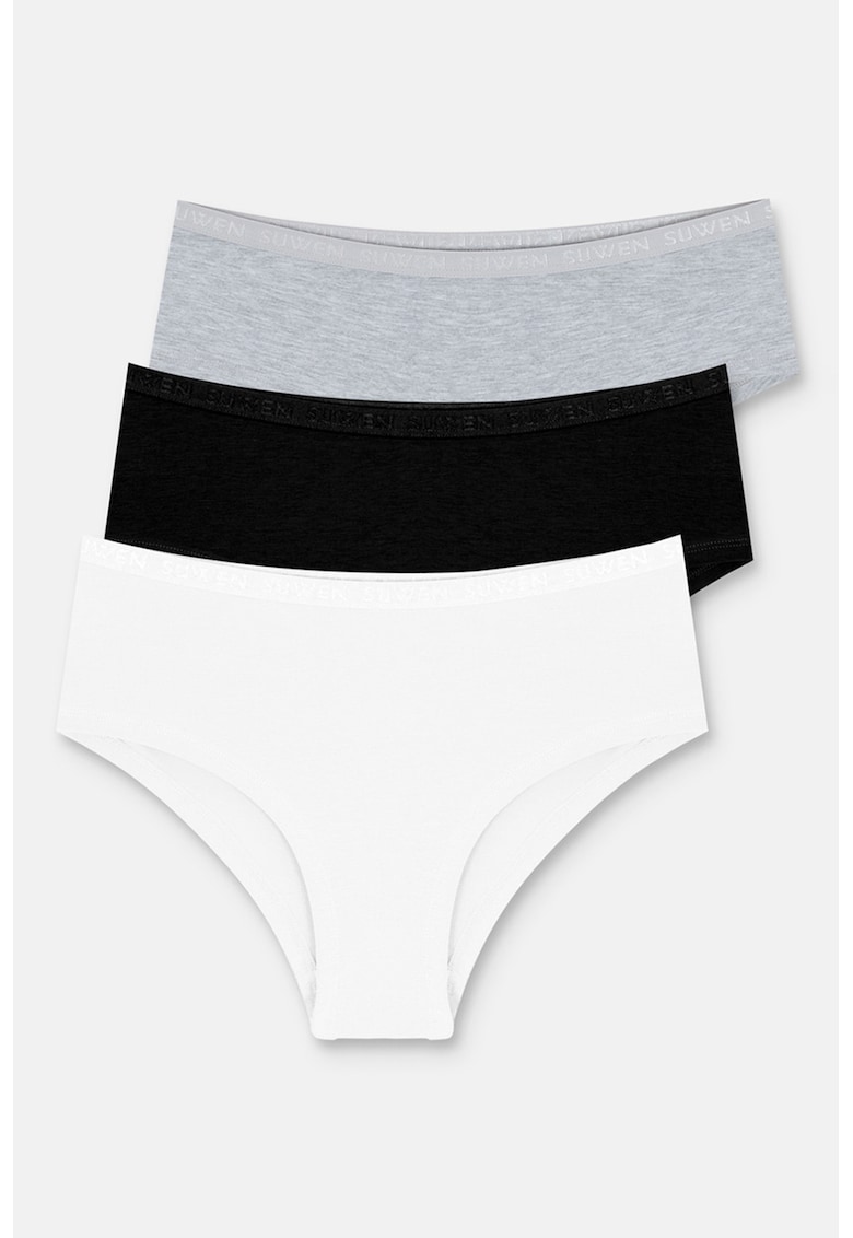 Set de chiloti hipster - 3 perechi - Alb/Negru/Gri