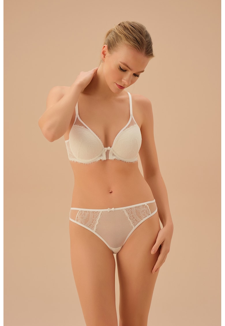 Chiloti semi-transparenti cu insertie de dantela