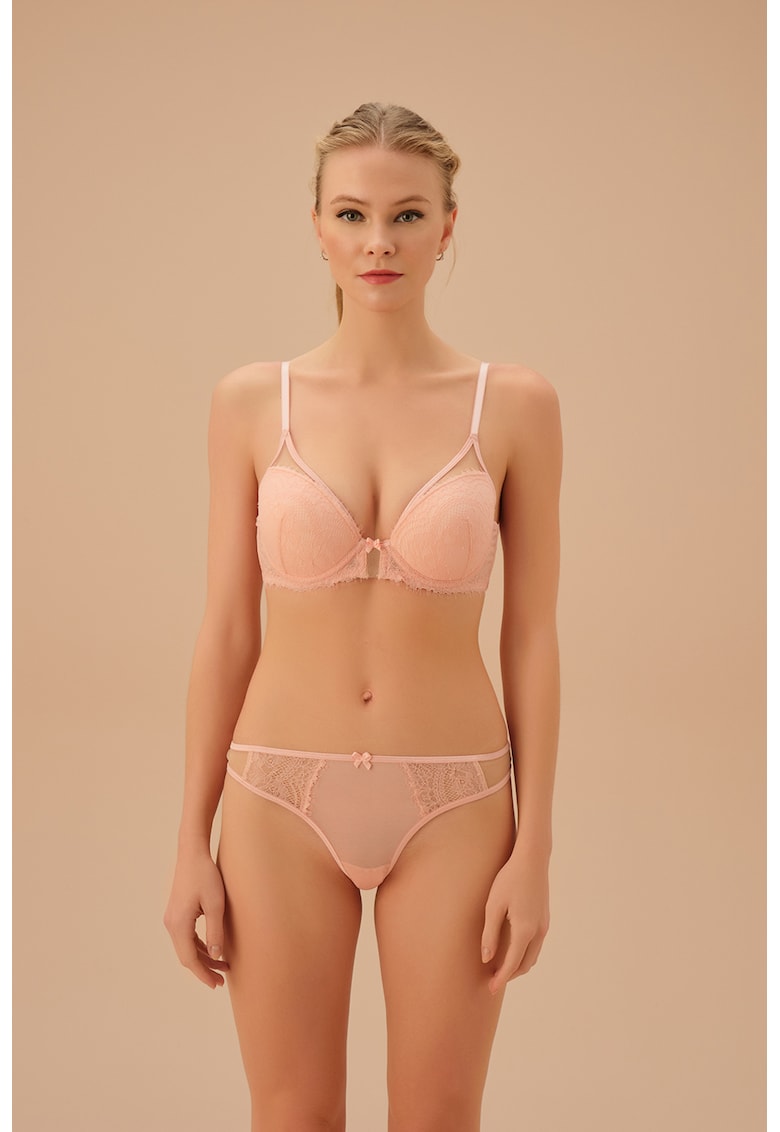 Chiloti tanga cu insertii de dantela