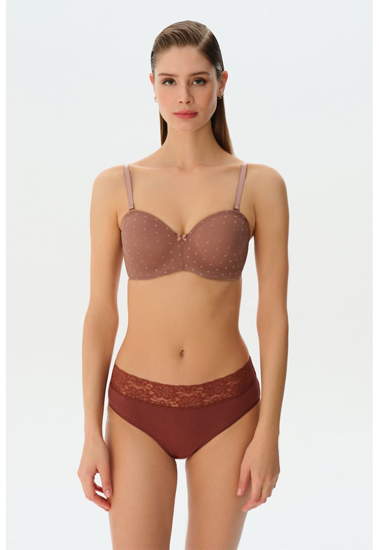 Sutien balconette cu bretele detasabile - Maro