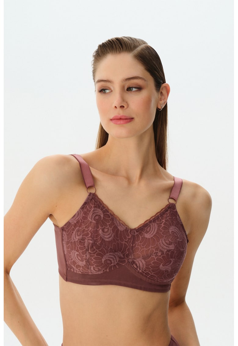 Sutien cu strat exterior din dantela Miranda - Maro cognac