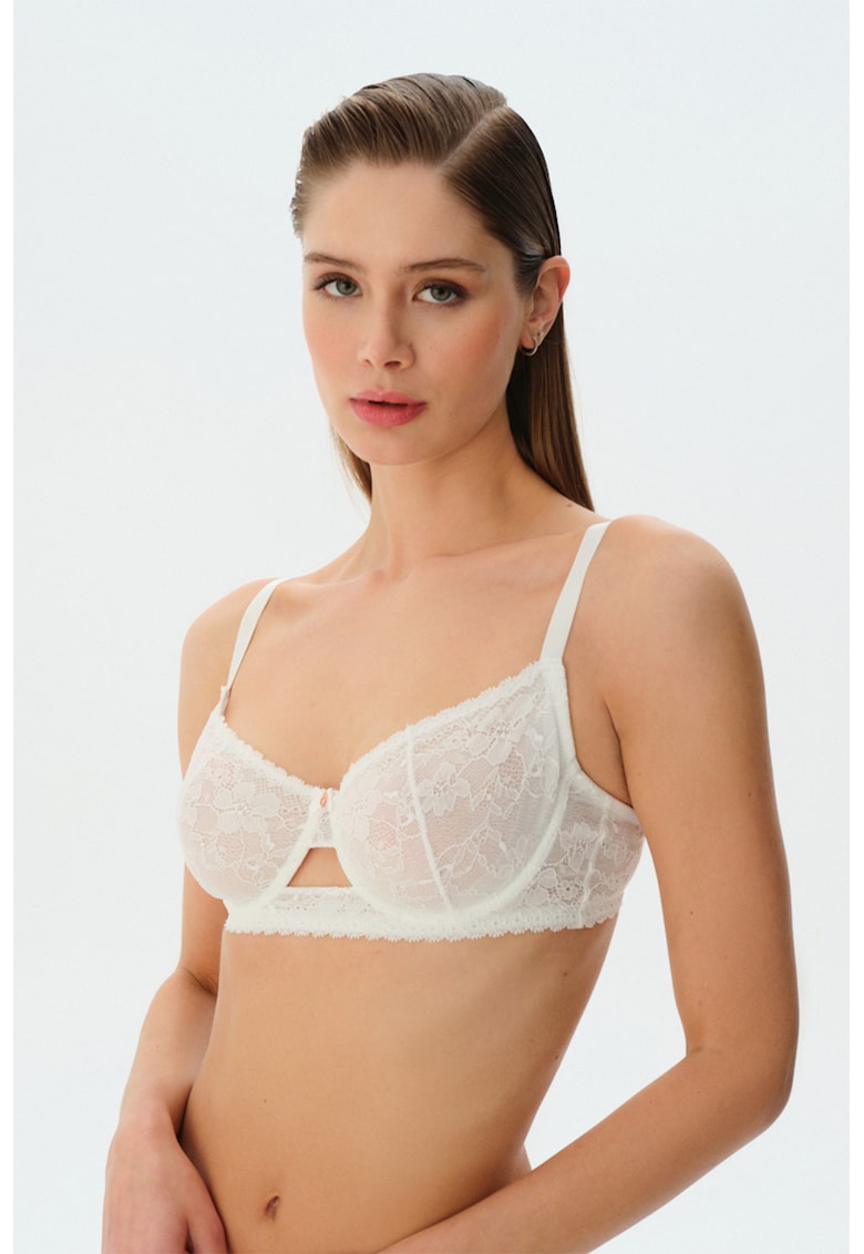 Sutien balconette din dantela cu decupaj Liona Lacy - Alb