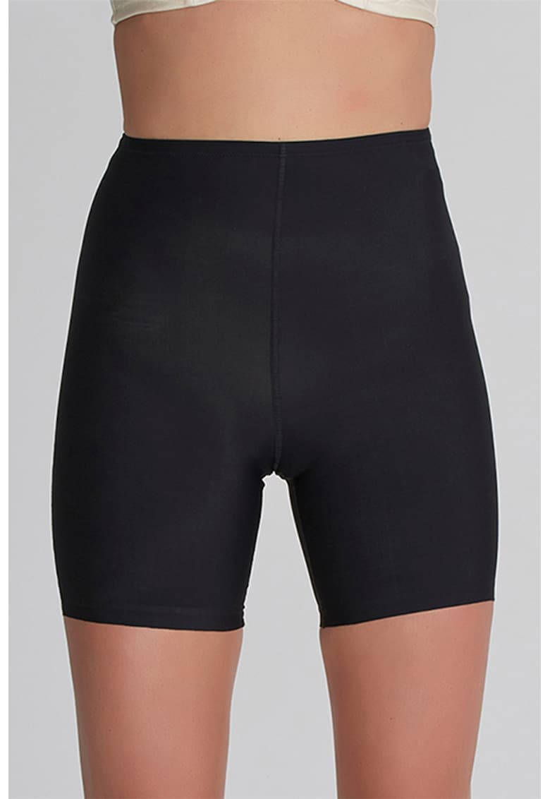 Colanti scurti fara cusaturi cu model uni si efect modelator - Negru