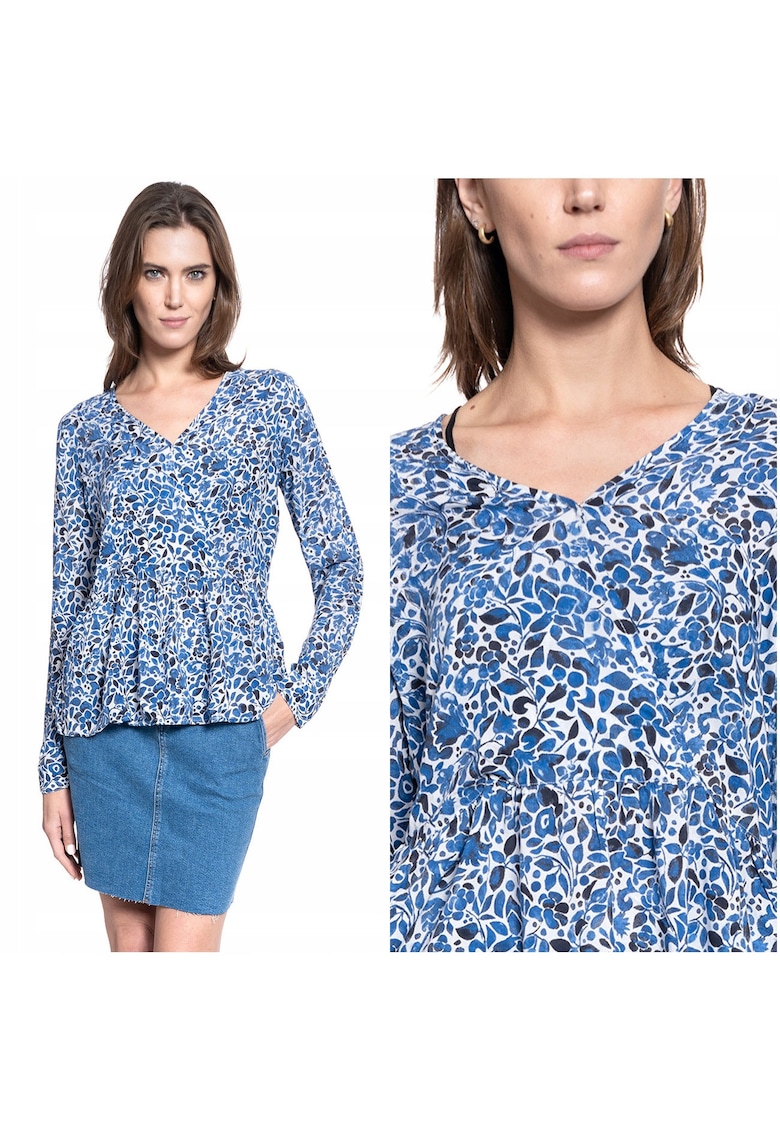 Bluza Dama - Erika V Printed - Croi: Slim Fit - Stil: Lejer - Inchidere: Fara - Compozitie Material: 100% Bumbac - M Intl - Multicolor