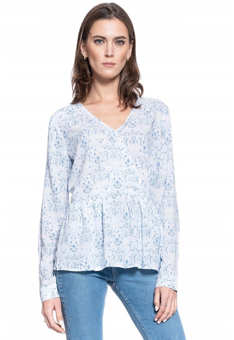 Bluza Dama - Erika V - Croi Normal - 100% Bumbac - Fara Inchidere - Maneci Lungi - S Intl - Albastru