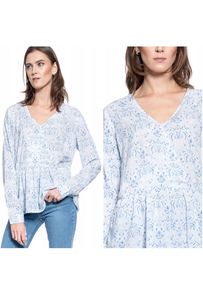 Bluza Dama - Erika V - Croi Normal - 100% Bumbac - Fara Inchidere - Maneci Lungi - S Intl - Albastru