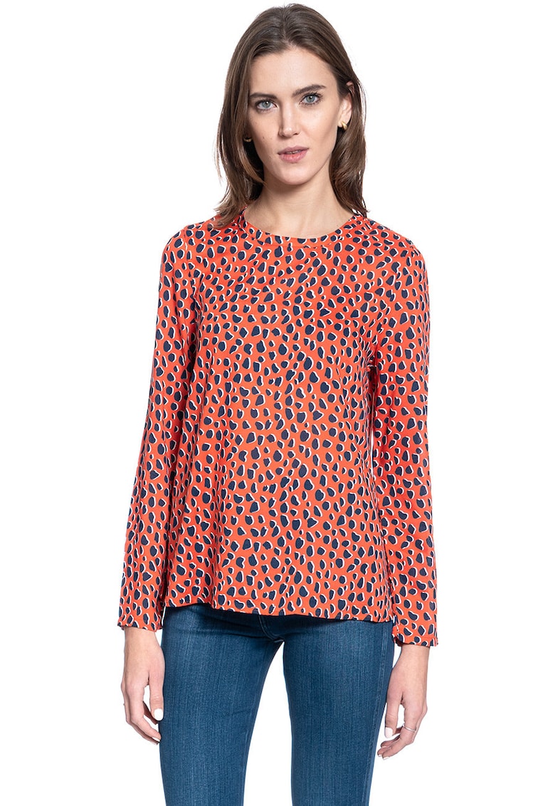 Bluza Dama - Emma C Leoprint - Croi Normal - 100% Modal - Fara Inchidere - Maneci Lungi - S Intl - Rosu