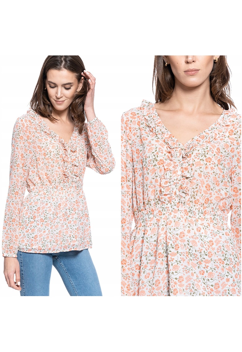 Bluza Dama -  Emma V Flounce - Croi Normal - Lejera - Inchidere: Nasturi - Compozitie Material: 100% Bumbac - M Intl - Multicolor