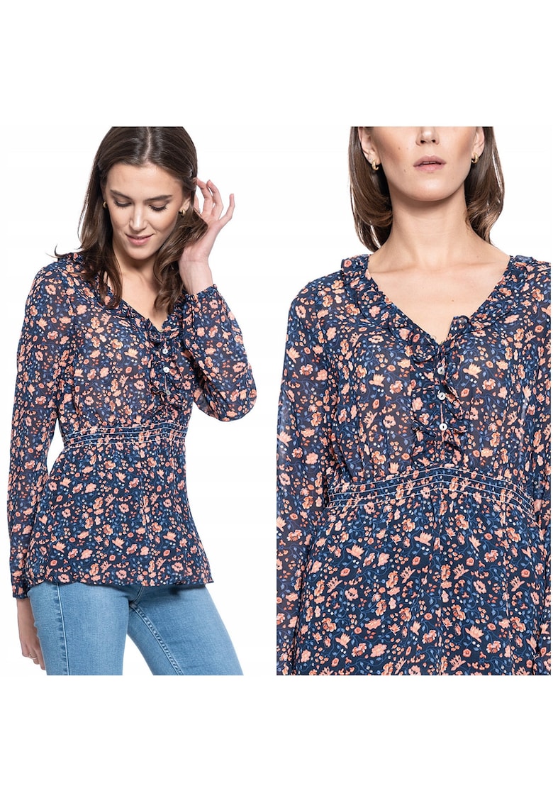 Bluza Dama - Emma V Flounce - Croi Normal - Lejera - Inchidere: Nasturi - Material: 100% Bumbac - M Intl - Multicolor