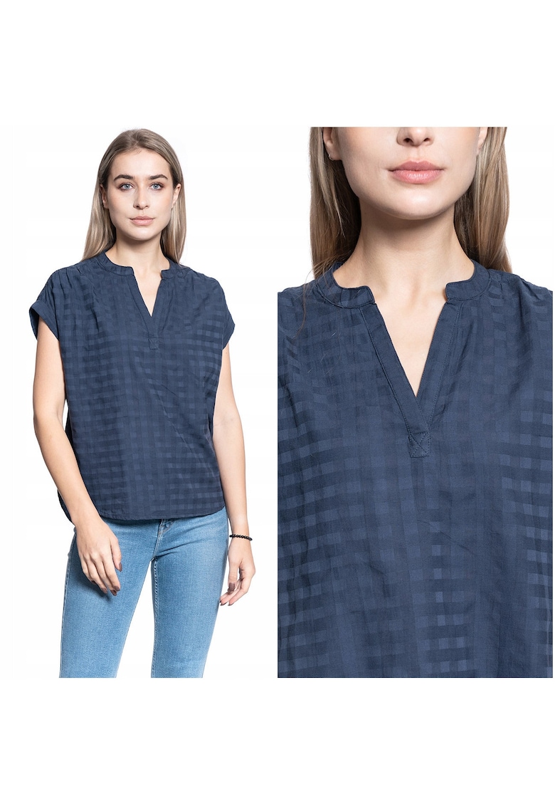 Bluza Dama -  Elsa Check Top - Material: 100% Bumbac - Croi: Regular Fit - Inchidere: Fara - Maneci: Scurte - Marime: S Intl - Albastru