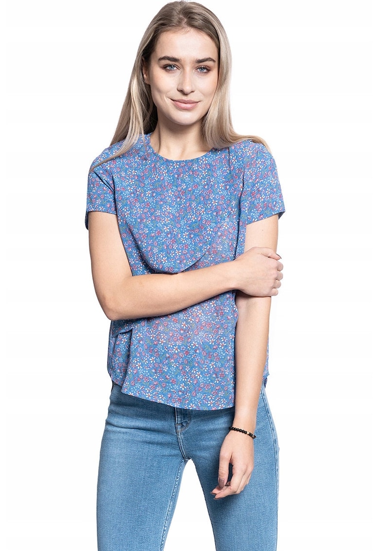 Bluza Dama - Bluza Elsa Aop - Croi Normal - Fara Inchidere - 100% Poliester - Maneci Scurte - M Intl - Albastru