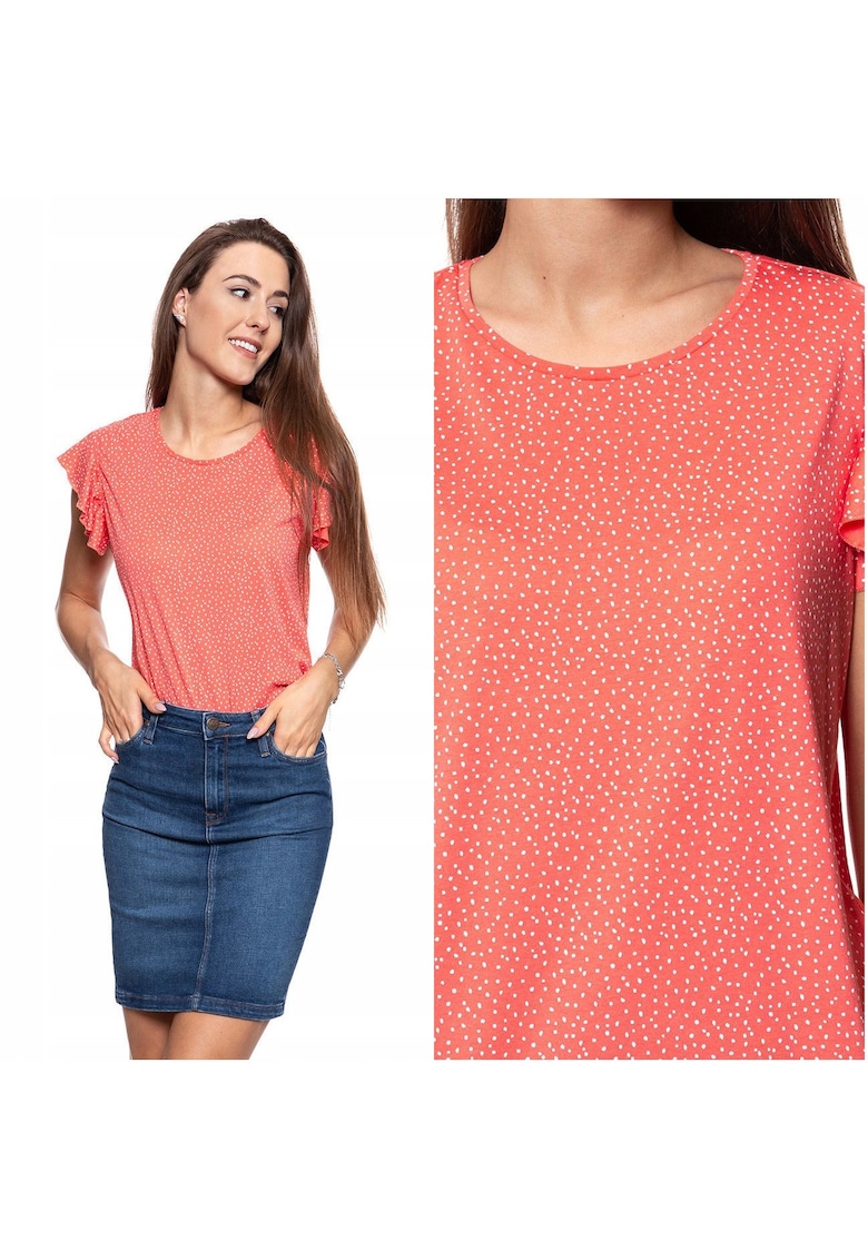 Bluza Dama - Alina Ub Ruffle - Croi Normal - 100% Bumbac - Fara Inchidere - Maneci Scurte - M Intl - Portocalie