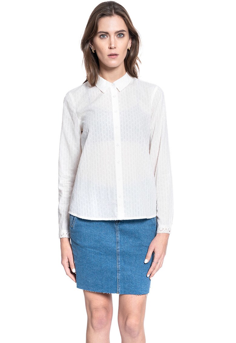 Camasa Dama Din Material - Emma Kc Dobby - Croi: Regular Fit - Stil: Drept / Regulamentar - Inchidere: Nasturi - Compozitie Material: 100% Bumbac - S Intl - Alb