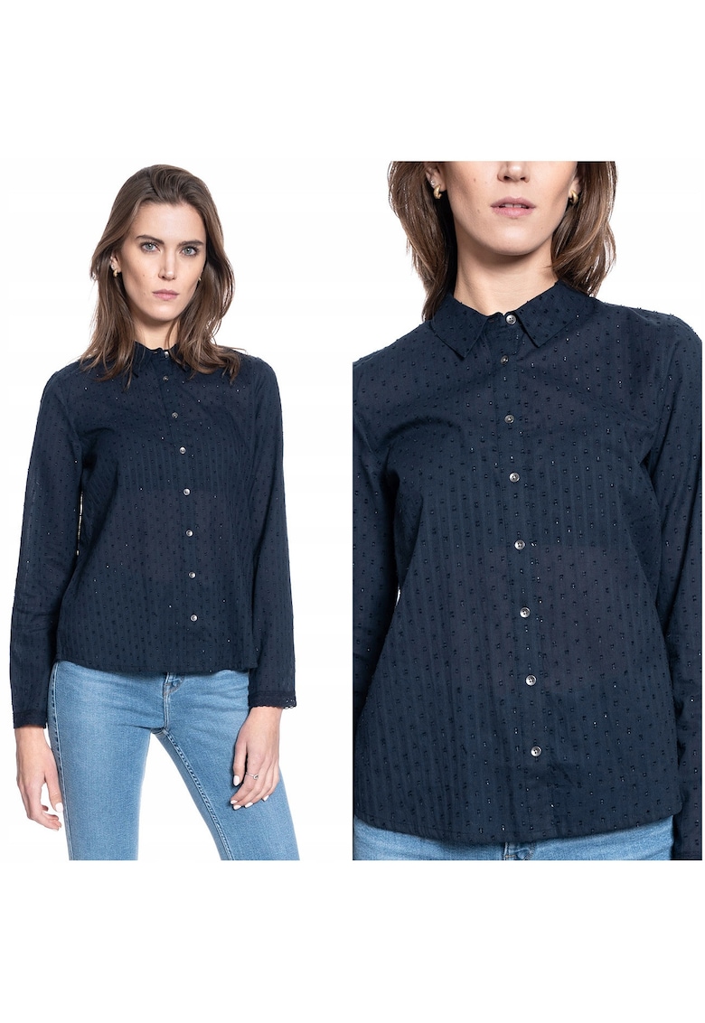 Camasa De Dama Din Material -  Emma Kc Dobby - Croi: Regular Fit - Inchidere: Nasturi - Compozitie Material: 100% Bumbac - Numar De Buzunare: 0 - S Intl - Albastru