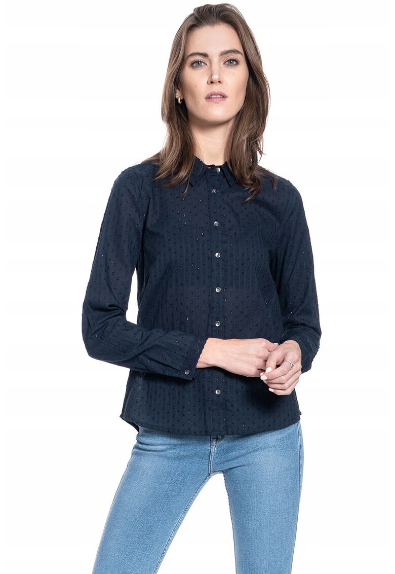 Camasa De Dama Din Material - Emma Kc Dobby - Croi: Regular Fit - Inchidere: Nasturi - Compozitie Material: 100% Bumbac - Numar De Buzunare: 0 - S Intl - Albastru