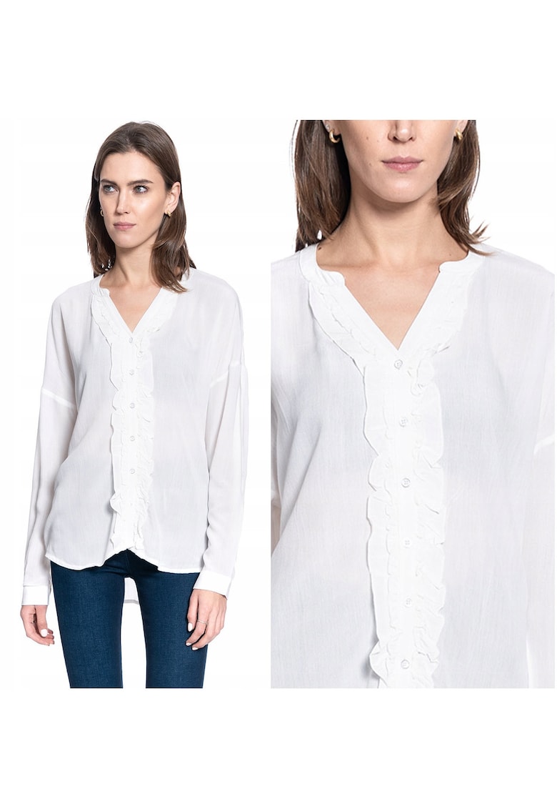Camasa Dama -  Edda V Ruffles - Croi: Regular Fit - Inchidere: Nasturi - Material: 100% Bumbac - Numar Buzunare: 0 - S Intl - Alb