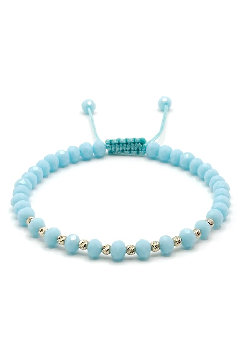 Bratara cu 10 bile din AUR 14K si cristale Baby Blue - barbat