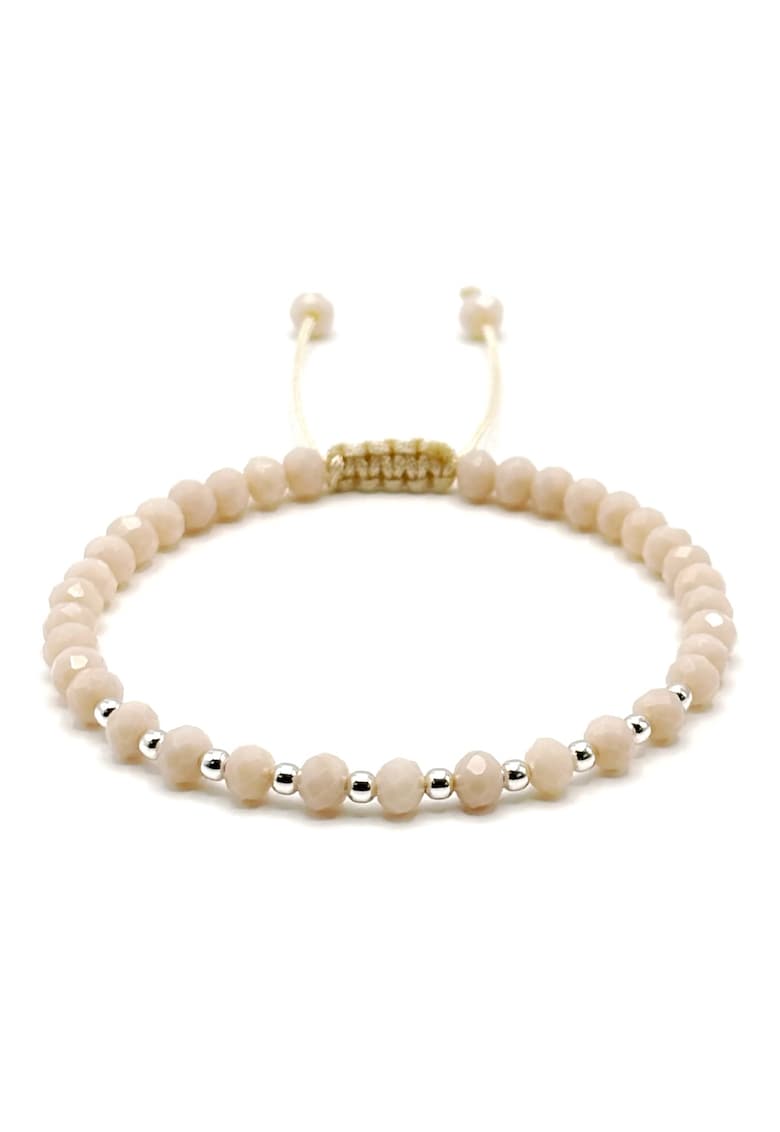 Bratara cu bile din Argint 925 si cristale Bej - barbat