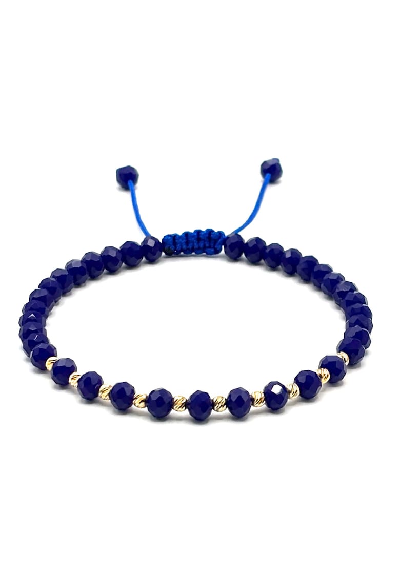 Bratara cu 10 bile din AUR 14K si cristale Albastre - barbat