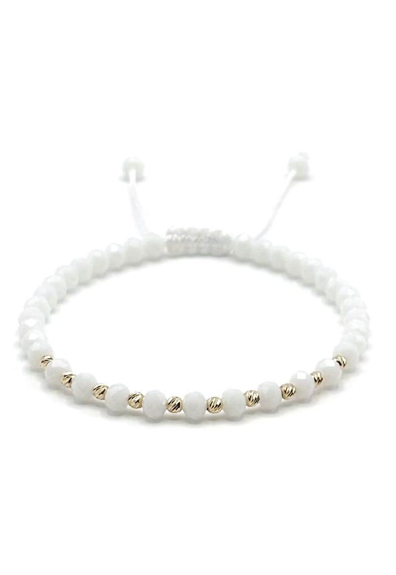 Bratara cu 10 bile din AUR 14K si cristale Albe - barbat