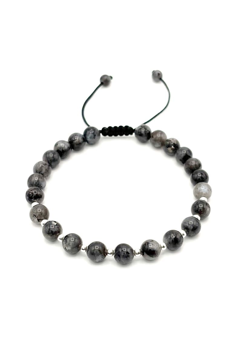 Bratara cu 10 bile din Argint 925 si pietre naturale Labradorit de 6mm - snur reglabil - barbat