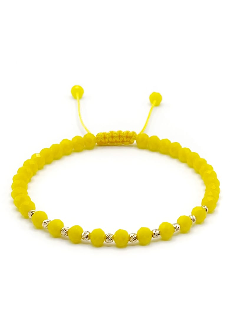 Bratara cu 10 bile din AUR 14K si cristale Galbene - barbat