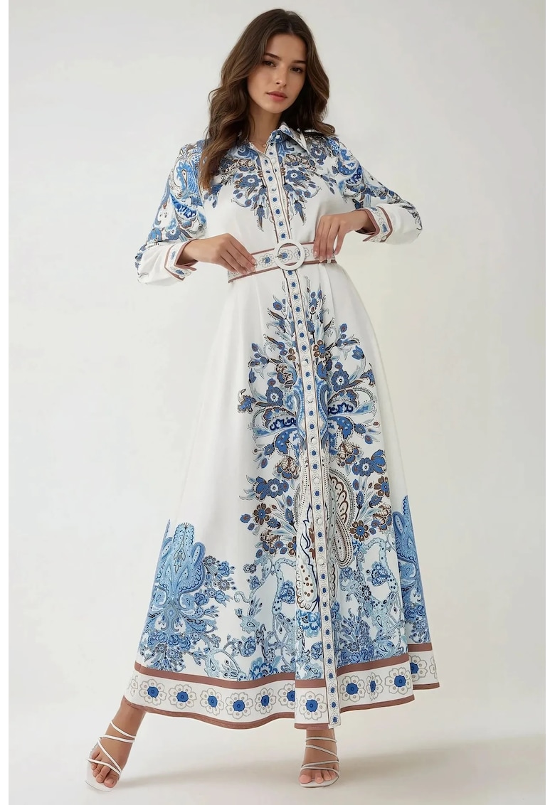 Rochie maxi albastru - textil - Albastru deschis