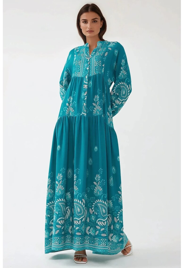 Rochie maxi - cu imprimeu - verde - viscoza