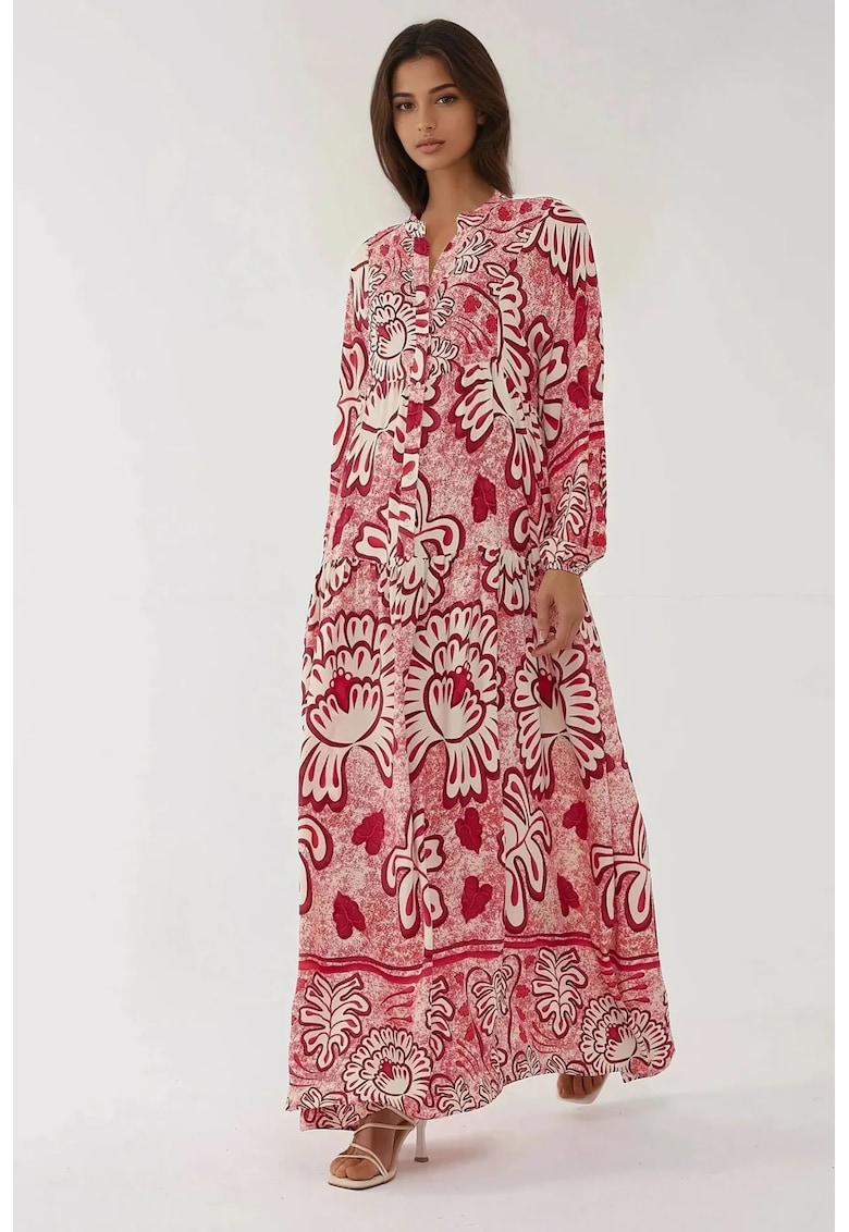 Rochie maxi cu imprimeu roșu - Rosu