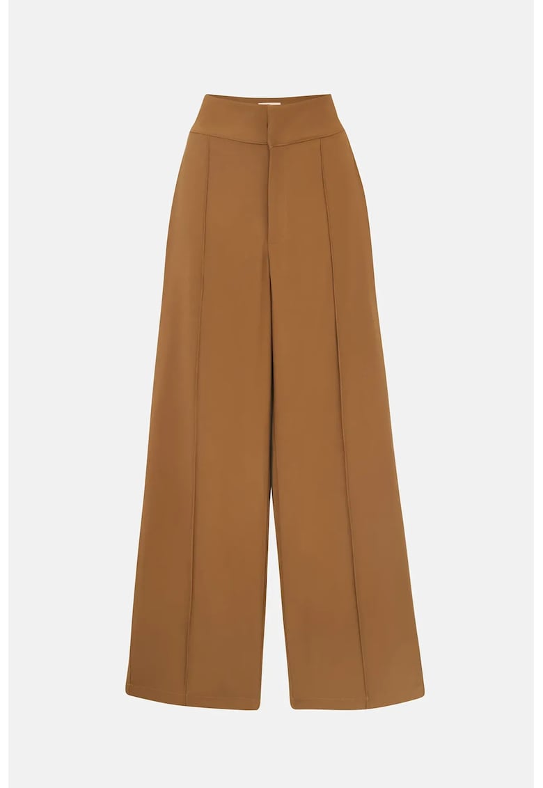 Pantaloni dama - largi cu talie inalta - eleganti - maro