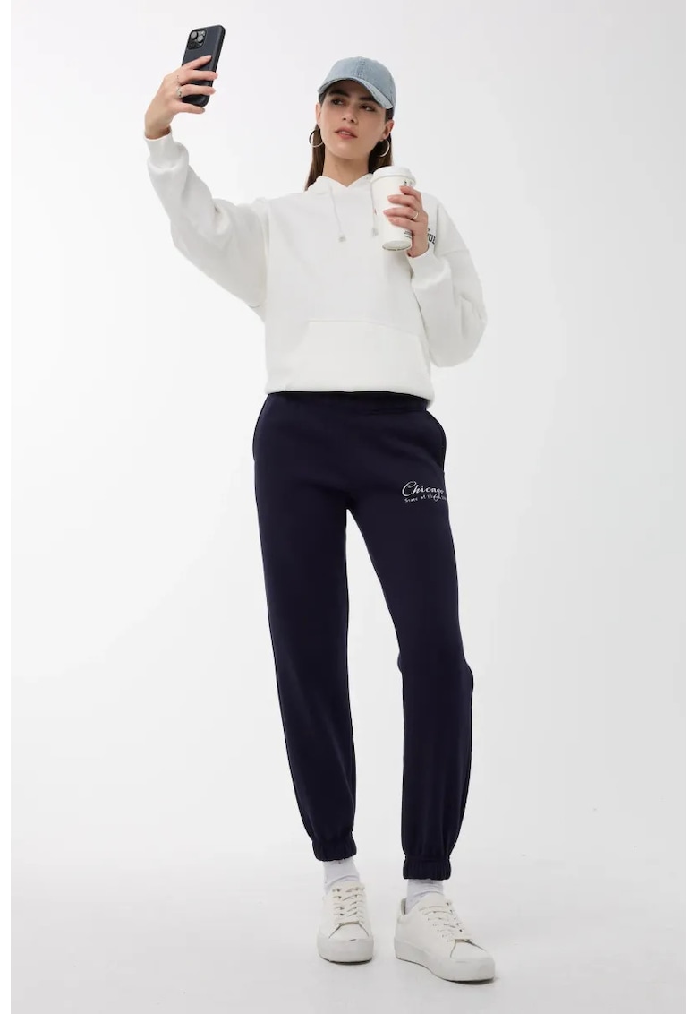 Pantaloni sport dama - talie elastica - confortabili - albastri - bumbac-poliester