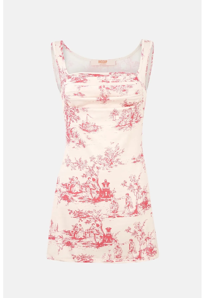 Rochie mini - imprimeu - roz - textil