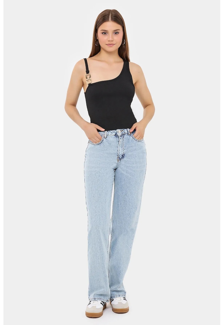 Top - top scurt fara maneci cu bretele - negru - acril -