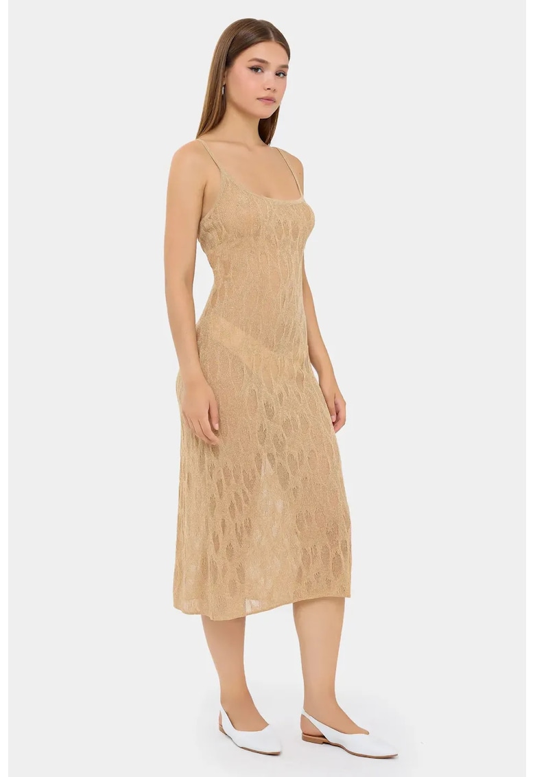 Rochie midi - Poliester/Viscoza - Bronz natural -