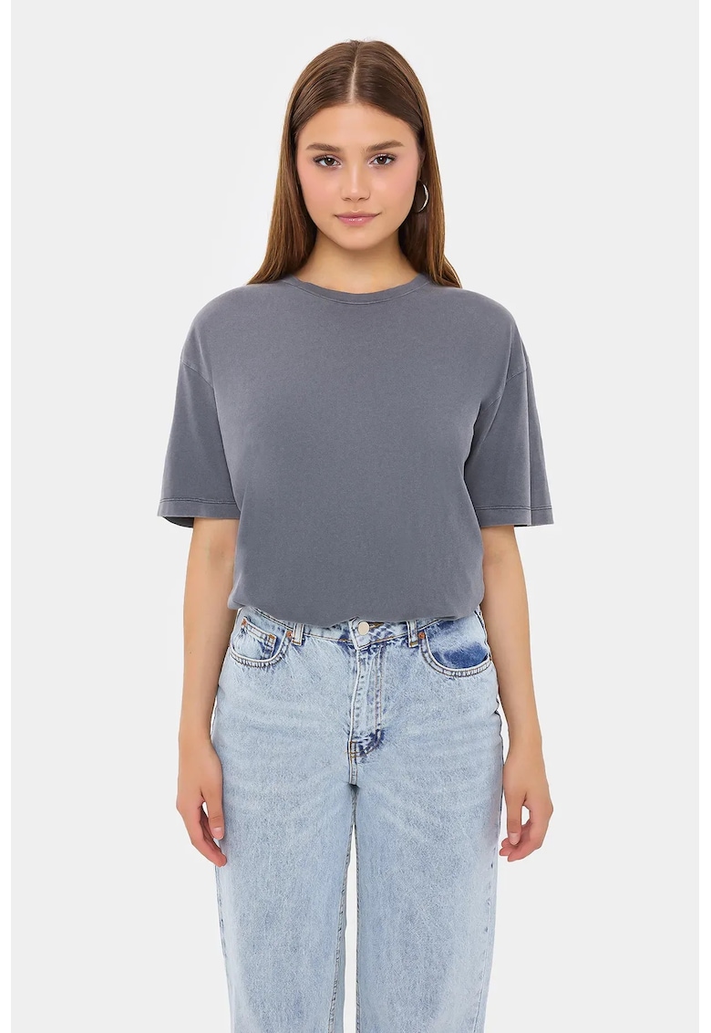 Tricou dama - Relaxed Fit - bumbac - gri