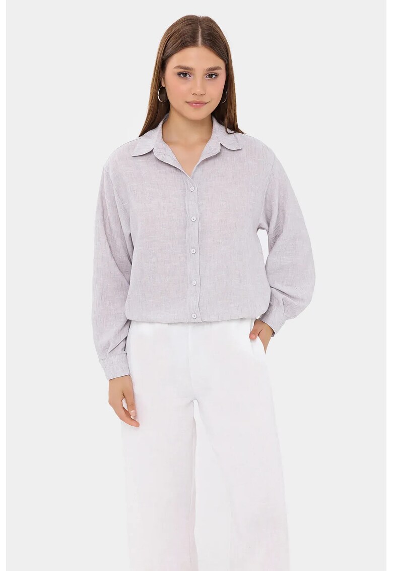 Camasa lejera cu maneca lunga - gri - poliester