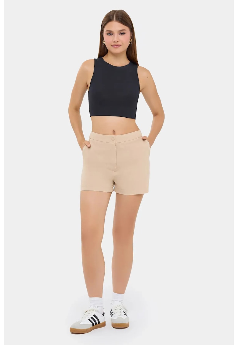 Pantaloni scurti - Bermuda - cu nasturi - culoare naturala - bumbac si in